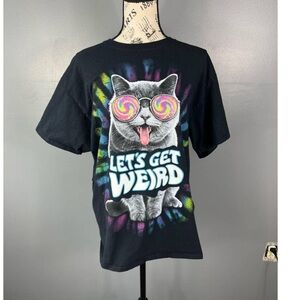 Dom Let's Get Weird Psychedelic Cat Graphic Tshirt